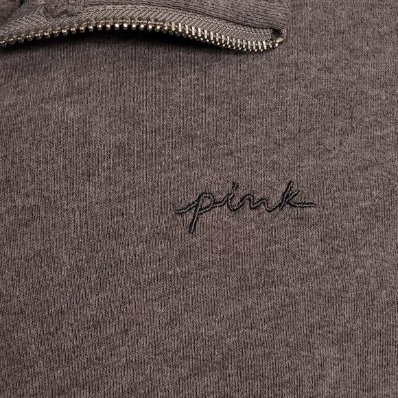 Victorias Secret Pink 1/4 Zip Up Pullover Long Sleeve Jacket Womens Size L Gray - Picture 4 of 9